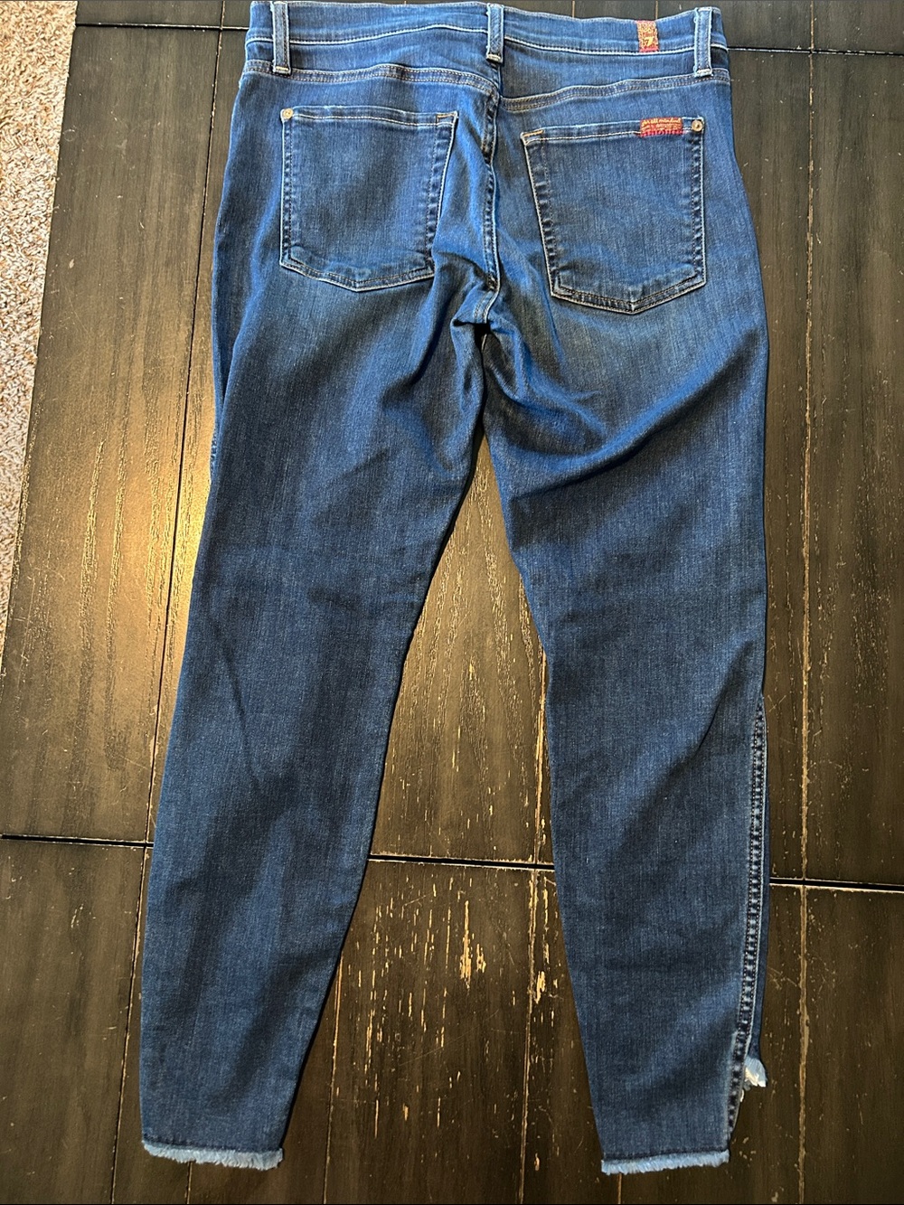 7 For All Mankind Womens Skinny Jeans in Blue Wash